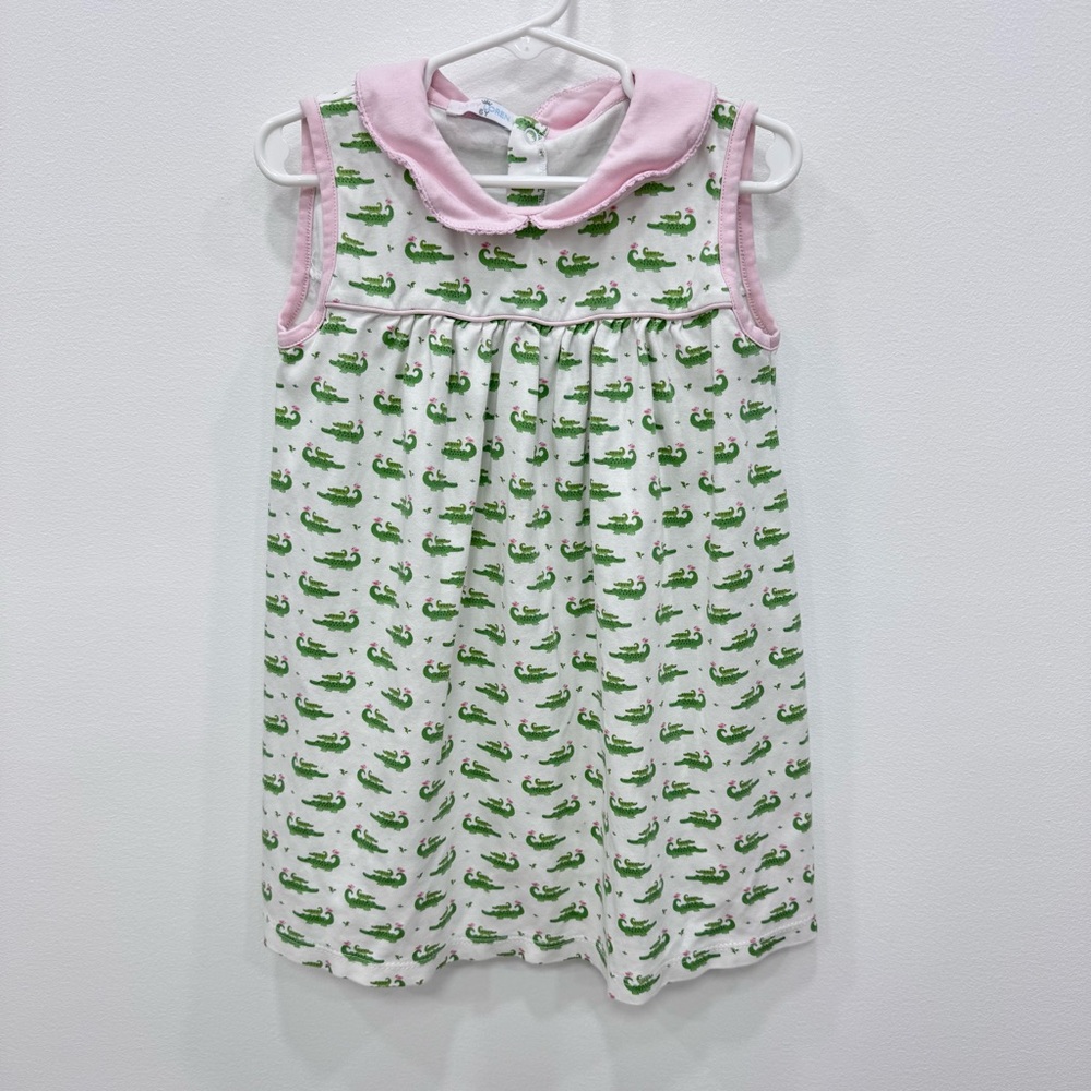Baby Loren Pink Alligator Crocodile Dress Pima Cotton Sz 6Y sleeveless cute!